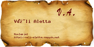 Váli Aletta névjegykártya